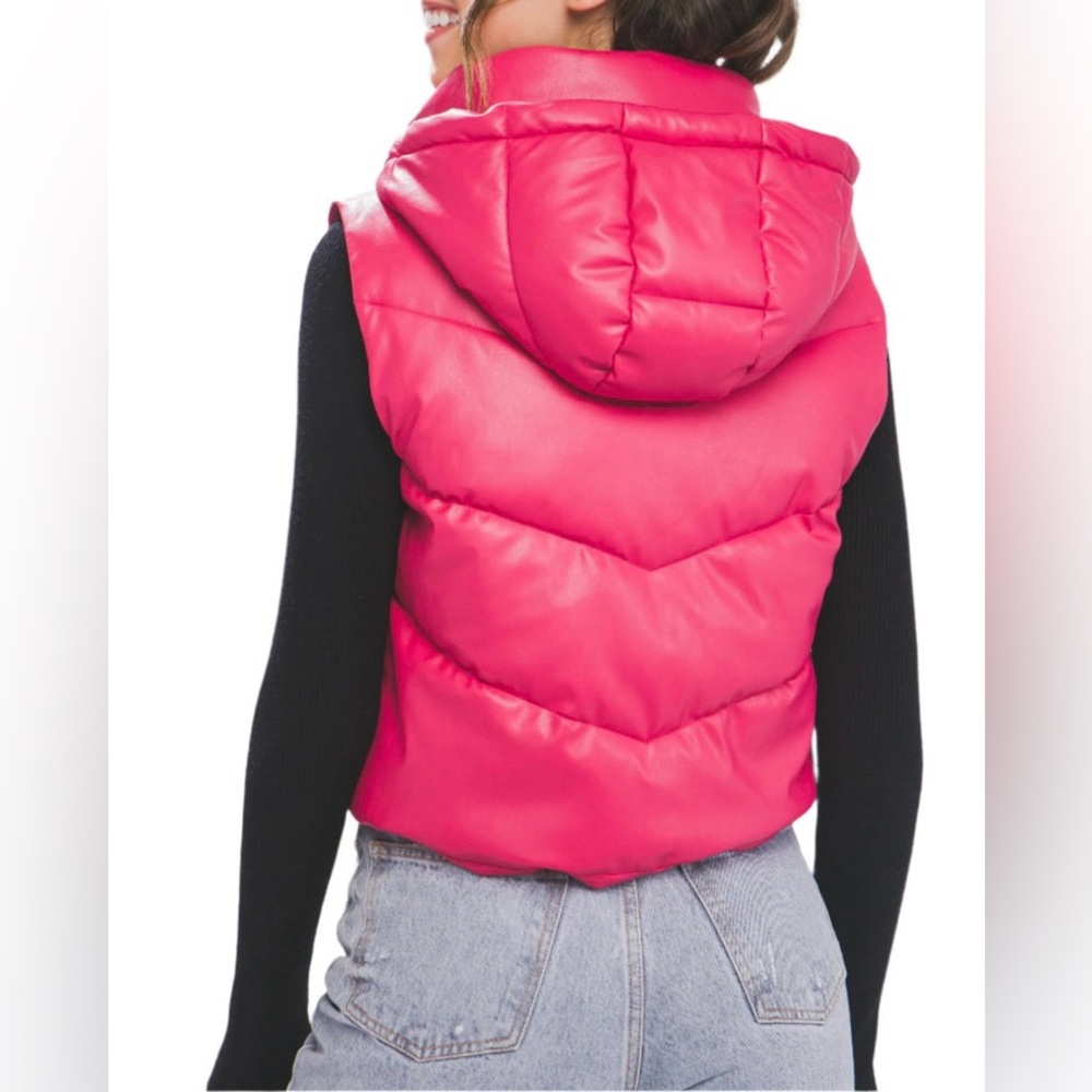 Love Tree Bright Pink Girl Vest, Faux Leather, Size Small. - Picture 4 of 15